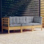 vidaXL 3-Sitzer-Gartensofa mit Grauen Kissen Massivholz Kiefer vidaXL 3-Sitzer-Gartensofa mit Grauen Kissen Massivholz Kiefer