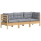 vidaXL 3-Sitzer-Gartensofa mit Grauen Kissen Massivholz Kiefer vidaXL 3-Sitzer-Gartensofa mit Grauen Kissen Massivholz Kiefer
