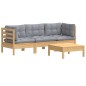 vidaXL 4-tlg. Garten-Lounge-Set mit Grauen Kissen Kiefernholz vidaXL 4-tlg. Garten-Lounge-Set mit Grauen Kissen Kiefernholz