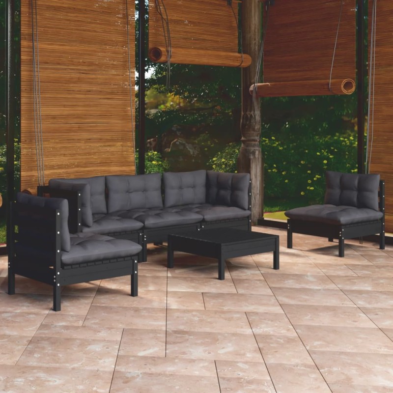 vidaXL 6-tlg. Garten-Lounge-Set mit Kissen Massivholz Kiefer vidaXL 6-tlg. Garten-Lounge-Set mit Kissen Massivholz Kiefer