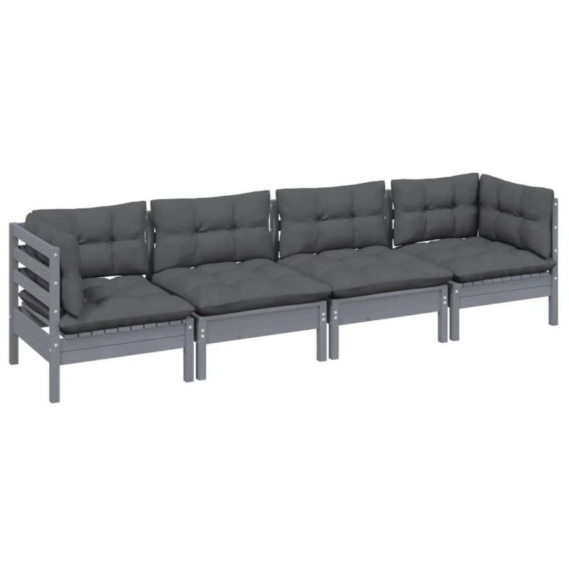 vidaXL 4-tlg. Garten-Lounge-Set mit Kissen Kiefer Massivholz vidaXL 4-tlg. Garten-Lounge-Set mit Kissen Kiefer Massivholz