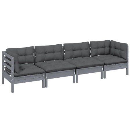 vidaXL 4-tlg. Garten-Lounge-Set mit Kissen Kiefer Massivholz