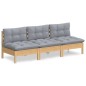 vidaXL 3-Sitzer-Gartensofa mit Grauen Kissen Massivholz Kiefer vidaXL 3-Sitzer-Gartensofa mit Grauen Kissen Massivholz Kiefer