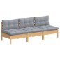 vidaXL 3-Sitzer-Gartensofa mit Grauen Kissen Massivholz Kiefer vidaXL 3-Sitzer-Gartensofa mit Grauen Kissen Massivholz Kiefer