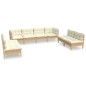 vidaXL 8-tlg. Garten-Lounge-Set mit Creme Kissen Massivholz Kiefer vidaXL 8-tlg. Garten-Lounge-Set mit Creme Kissen Massivholz Kiefer