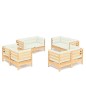 vidaXL 8-tlg. Garten-Lounge-Set mit Creme Kissen Kiefernholz vidaXL 8-tlg. Garten-Lounge-Set mit Creme Kissen Kiefernholz