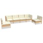 vidaXL 6-tlg. Garten-Lounge-Set mit Creme Kissen Massivholz Kiefer vidaXL 6-tlg. Garten-Lounge-Set mit Creme Kissen Massivholz Kiefer