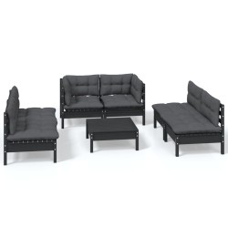 vidaXL 7-tlg. Garten-Lounge-Set mit Kissen Kiefer Massivholz