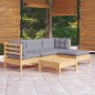 vidaXL 5-tlg. Garten-Lounge-Set mit Grauen Kissen Kiefernholz vidaXL 5-tlg. Garten-Lounge-Set mit Grauen Kissen Kiefernholz