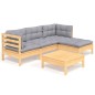 vidaXL 5-tlg. Garten-Lounge-Set mit Grauen Kissen Kiefernholz vidaXL 5-tlg. Garten-Lounge-Set mit Grauen Kissen Kiefernholz