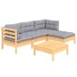 vidaXL 5-tlg. Garten-Lounge-Set mit Grauen Kissen Kiefernholz vidaXL 5-tlg. Garten-Lounge-Set mit Grauen Kissen Kiefernholz