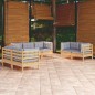 vidaXL 7-tlg. Garten-Lounge-Set mit Grauen Kissen Kiefer Massivholz vidaXL 7-tlg. Garten-Lounge-Set mit Grauen Kissen Kiefer Massivholz