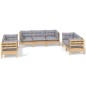 vidaXL 7-tlg. Garten-Lounge-Set mit Grauen Kissen Kiefer Massivholz vidaXL 7-tlg. Garten-Lounge-Set mit Grauen Kissen Kiefer Massivholz