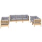 vidaXL 7-tlg. Garten-Lounge-Set mit Grauen Kissen Kiefer Massivholz vidaXL 7-tlg. Garten-Lounge-Set mit Grauen Kissen Kiefer Massivholz