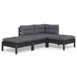 vidaXL 4-tlg. Garten-Lounge-Set mit Kissen Kiefer Massivholz
