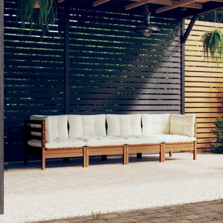 vidaXL 4-tlg. Garten-Lounge-Set mit Kissen Kiefer Massivholz