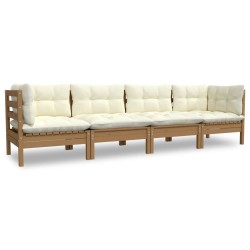 vidaXL 4-tlg. Garten-Lounge-Set mit Kissen Kiefer Massivholz