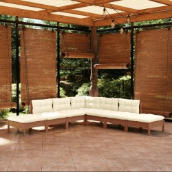 vidaXL 7-tlg. Garten-Lounge-Set mit Kissen Honigbraun Kiefernholz