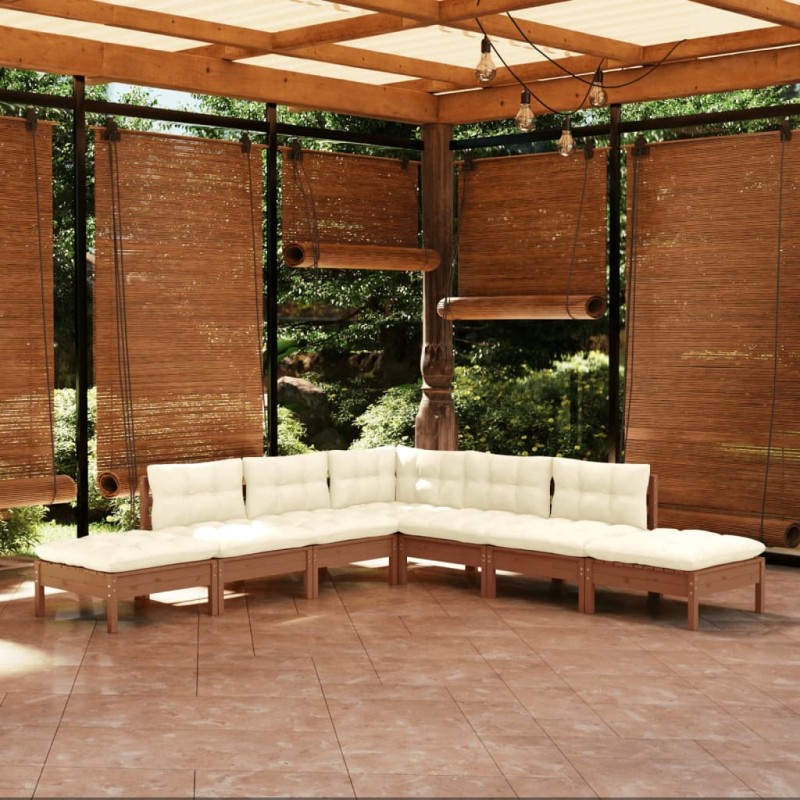 vidaXL 7-tlg. Garten-Lounge-Set mit Kissen Honigbraun Kiefernholz vidaXL 7-tlg. Garten-Lounge-Set mit Kissen Honigbraun Kiefernholz
