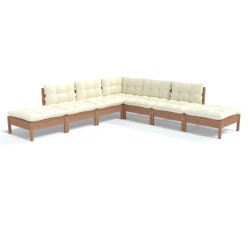 vidaXL 7-tlg. Garten-Lounge-Set mit Kissen Honigbraun Kiefernholz