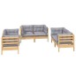 vidaXL 6-tlg. Garten-Lounge-Set mit Grauen Kissen Kiefer Massivholz vidaXL 6-tlg. Garten-Lounge-Set mit Grauen Kissen Kiefer Massivholz