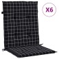 Niedriglehner-Auflagen 6 Stk. Schwarz Karomuster Stoff Niedriglehner-Auflagen 6 Stk. Schwarz Karomuster Stoff