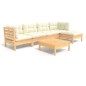 vidaXL 6-tlg. Garten-Lounge-Set mit Creme Kissen Kiefernholz vidaXL 6-tlg. Garten-Lounge-Set mit Creme Kissen Kiefernholz