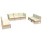 vidaXL 7-tlg. Garten-Lounge-Set mit Creme Kissen Massivholz Kiefer vidaXL 7-tlg. Garten-Lounge-Set mit Creme Kissen Massivholz Kiefer
