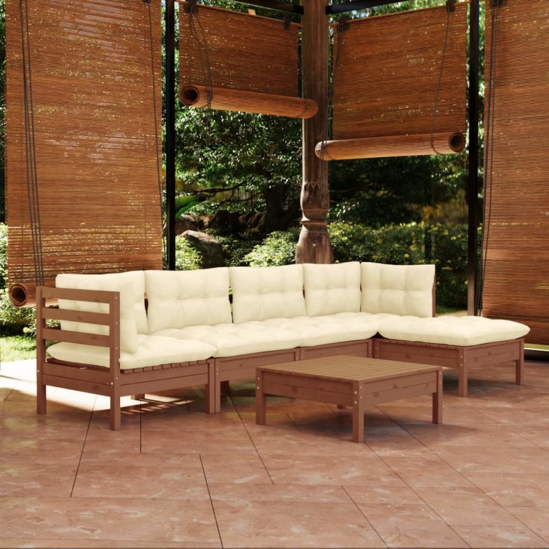 vidaXL 6-tlg. Garten-Lounge-Set mit Kissen Honigbraun Kiefernholz vidaXL 6-tlg. Garten-Lounge-Set mit Kissen Honigbraun Kiefernholz