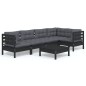 vidaXL 6-tlg. Garten-Lounge-Set mit Kissen Schwarz Kiefernholz vidaXL 6-tlg. Garten-Lounge-Set mit Kissen Schwarz Kiefernholz
