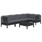 vidaXL 6-tlg. Garten-Lounge-Set mit Kissen Schwarz Kiefernholz vidaXL 6-tlg. Garten-Lounge-Set mit Kissen Schwarz Kiefernholz