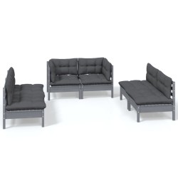 vidaXL 6-tlg. Garten-Lounge-Set mit Kissen Kiefer Massivholz