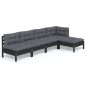 vidaXL 5-tlg. Garten-Lounge-Set mit Kissen Schwarz Kiefernholz vidaXL 5-tlg. Garten-Lounge-Set mit Kissen Schwarz Kiefernholz