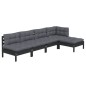 vidaXL 5-tlg. Garten-Lounge-Set mit Kissen Schwarz Kiefernholz vidaXL 5-tlg. Garten-Lounge-Set mit Kissen Schwarz Kiefernholz