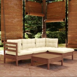 vidaXL 5-tlg. Garten-Lounge-Set mit Kissen Honigbraun Kiefernholz