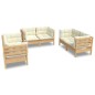 vidaXL 6-tlg. Garten-Lounge-Set mit Creme Kissen Massivholz Kiefer vidaXL 6-tlg. Garten-Lounge-Set mit Creme Kissen Massivholz Kiefer