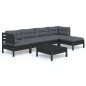 vidaXL 6-tlg. Garten-Lounge-Set mit Kissen Schwarz Kiefernholz vidaXL 6-tlg. Garten-Lounge-Set mit Kissen Schwarz Kiefernholz