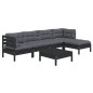vidaXL 6-tlg. Garten-Lounge-Set mit Kissen Schwarz Kiefernholz vidaXL 6-tlg. Garten-Lounge-Set mit Kissen Schwarz Kiefernholz