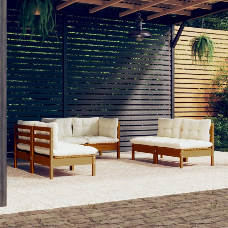 vidaXL 6-tlg. Garten-Lounge-Set mit Kissen Kiefer Massivholz vidaXL 6-tlg. Garten-Lounge-Set mit Kissen Kiefer Massivholz