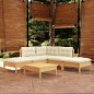 vidaXL 6-tlg. Garten-Lounge-Set mit Creme Kissen Kiefernholz vidaXL 6-tlg. Garten-Lounge-Set mit Creme Kissen Kiefernholz