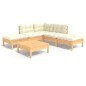 vidaXL 6-tlg. Garten-Lounge-Set mit Creme Kissen Kiefernholz vidaXL 6-tlg. Garten-Lounge-Set mit Creme Kissen Kiefernholz
