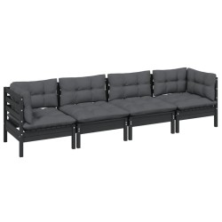vidaXL 4-tlg. Garten-Lounge-Set mit Kissen Massivholz Kiefer