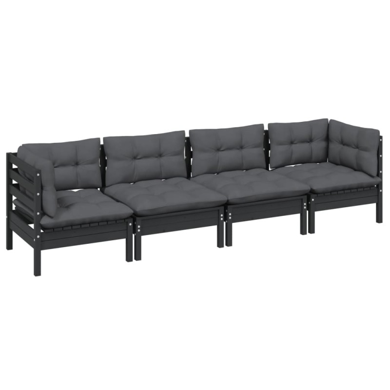 vidaXL 4-tlg. Garten-Lounge-Set mit Kissen Massivholz Kiefer vidaXL 4-tlg. Garten-Lounge-Set mit Kissen Massivholz Kiefer