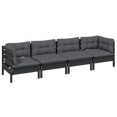 vidaXL 4-tlg. Garten-Lounge-Set mit Kissen Massivholz Kiefer