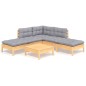 vidaXL 6-tlg. Garten-Lounge-Set mit Grauen Kissen Kiefernholz vidaXL 6-tlg. Garten-Lounge-Set mit Grauen Kissen Kiefernholz