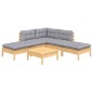 vidaXL 6-tlg. Garten-Lounge-Set mit Grauen Kissen Kiefernholz vidaXL 6-tlg. Garten-Lounge-Set mit Grauen Kissen Kiefernholz