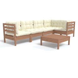 vidaXL 6-tlg. Garten-Lounge-Set mit Kissen Honigbraun Kiefernholz