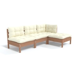 vidaXL 4-tlg. Garten-Lounge-Set mit Kissen Honigbraun Kiefernholz