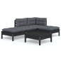 vidaXL 5-tlg. Garten-Lounge-Set mit Kissen Schwarz Kiefernholz vidaXL 5-tlg. Garten-Lounge-Set mit Kissen Schwarz Kiefernholz
