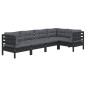 vidaXL 5-tlg. Garten-Lounge-Set mit Kissen Schwarz Kiefernholz vidaXL 5-tlg. Garten-Lounge-Set mit Kissen Schwarz Kiefernholz